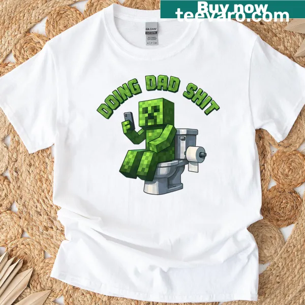 Funny pixel art T-shirt for dads with gaming theme