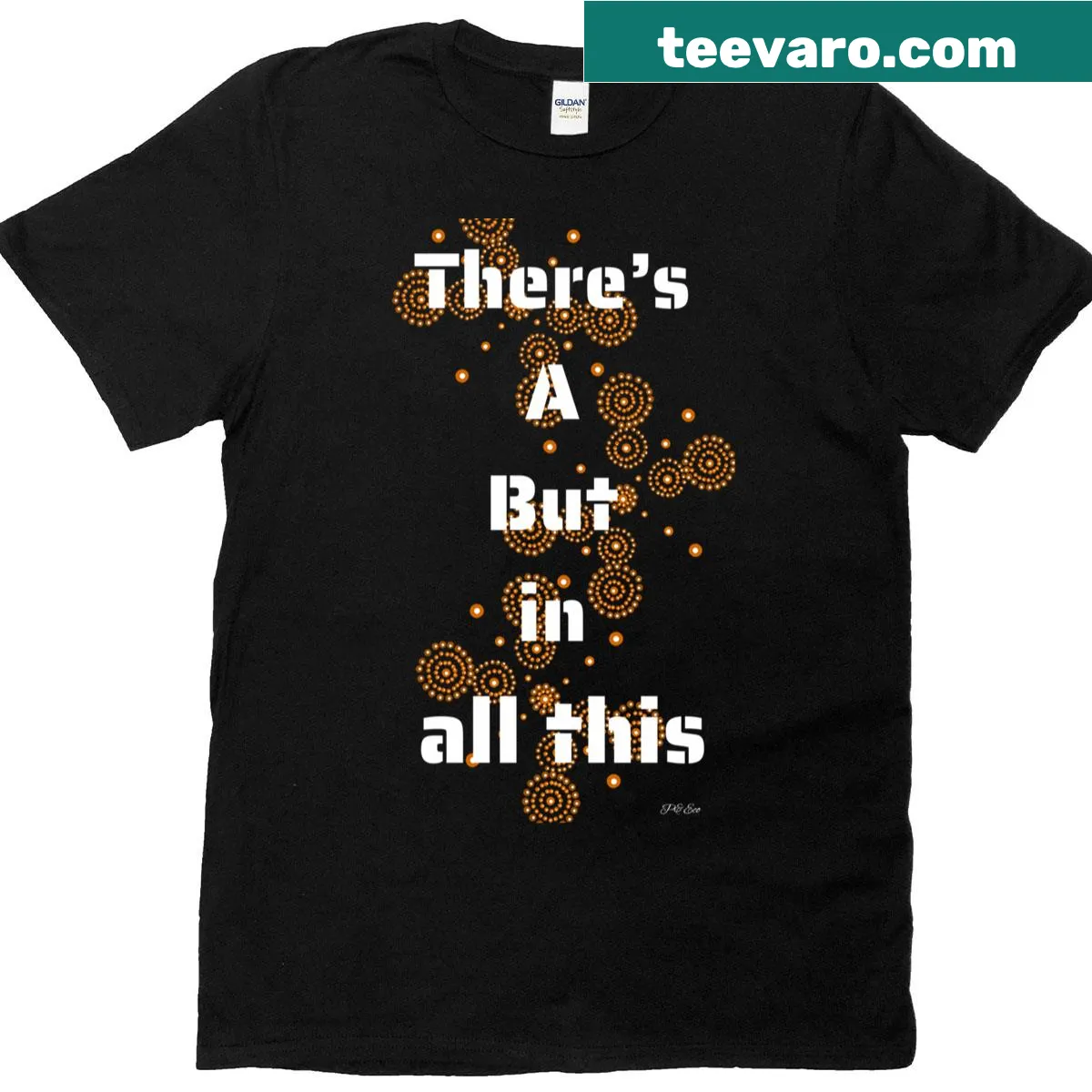 T-shirt featuring indigenous circle dot painting design — on a men's t-shirt