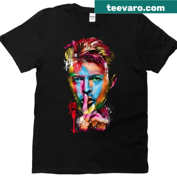 T-shirt celebrating David Bowie with artistic designs