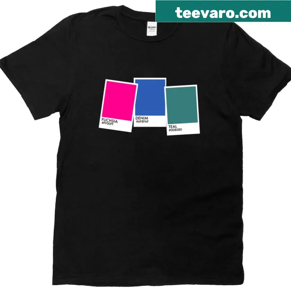 T-shirt with minimalist design of artist color swatches