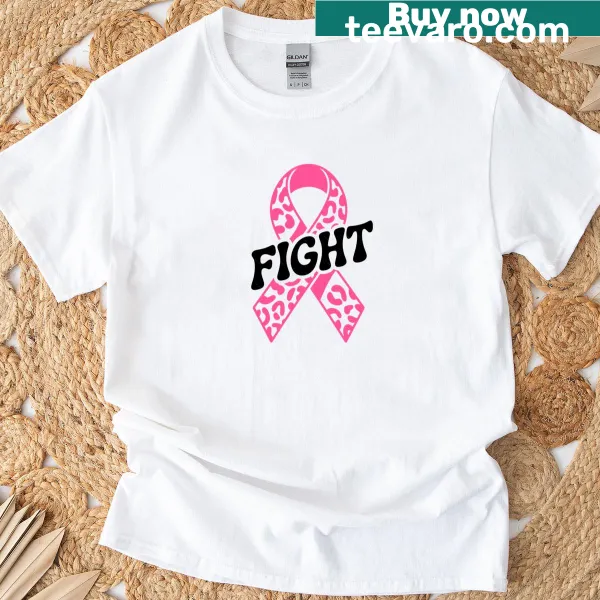 Leopard print ribbon graphic advocating for breast cancer awareness