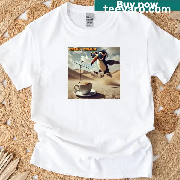 Cartoon character T-shirt featuring Fruli Frula with a quirky graphic.