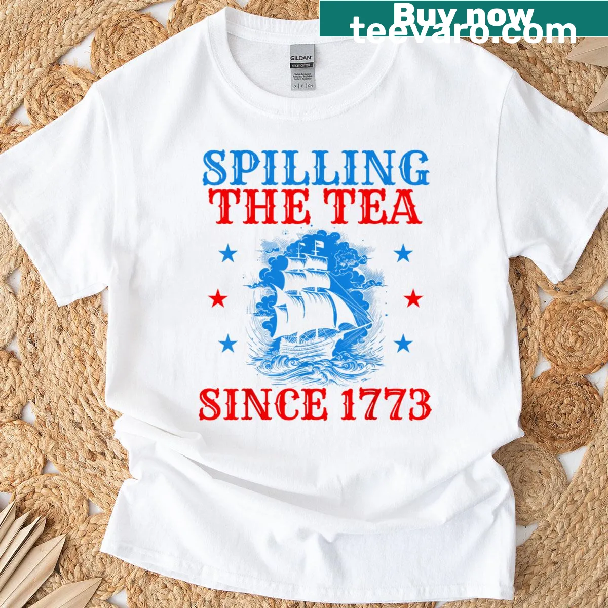 Humorous typography design for 4th of July on a T-shirt — on a men's t-shirt