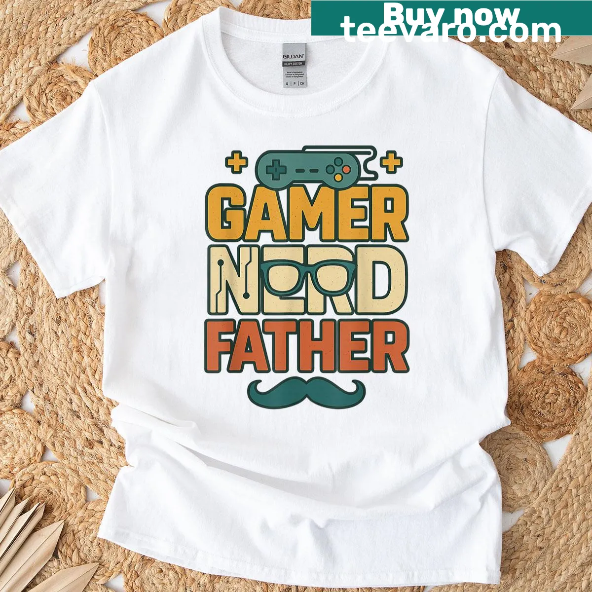 Funny T-shirt for gaming dads with text celebrating fatherhood and gaming. — on a men's t-shirt