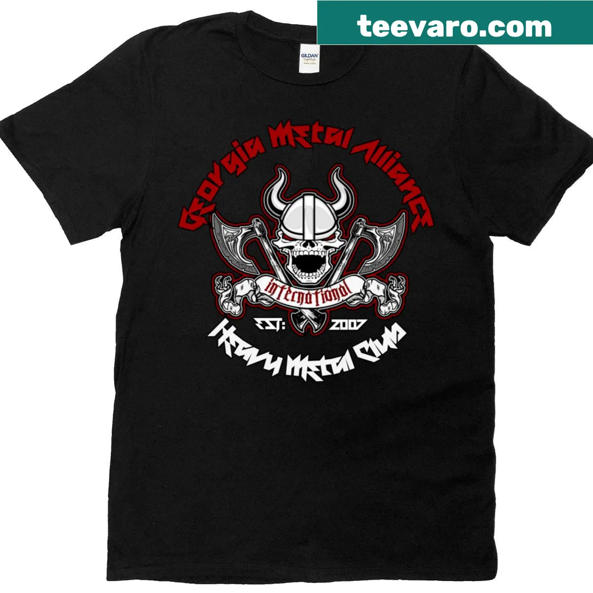 Georgia Metal Alliance T-shirt with bold logo design — on a men's t-shirt
