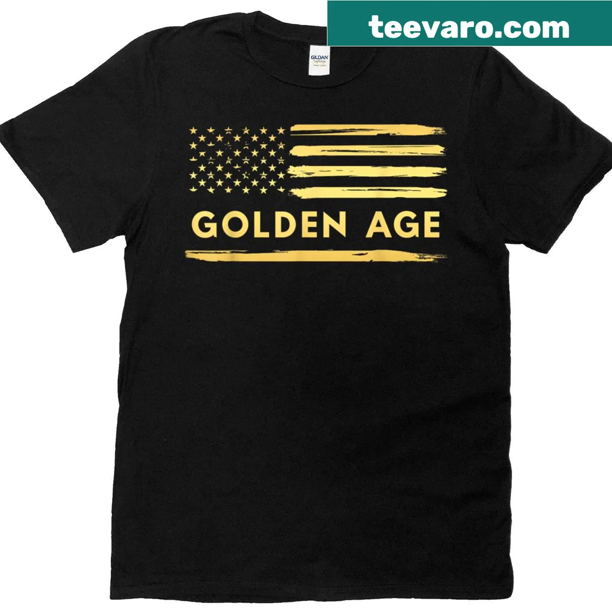 T-shirt with USA flag and Trump inauguration text for 4th of July — on a men's t-shirt