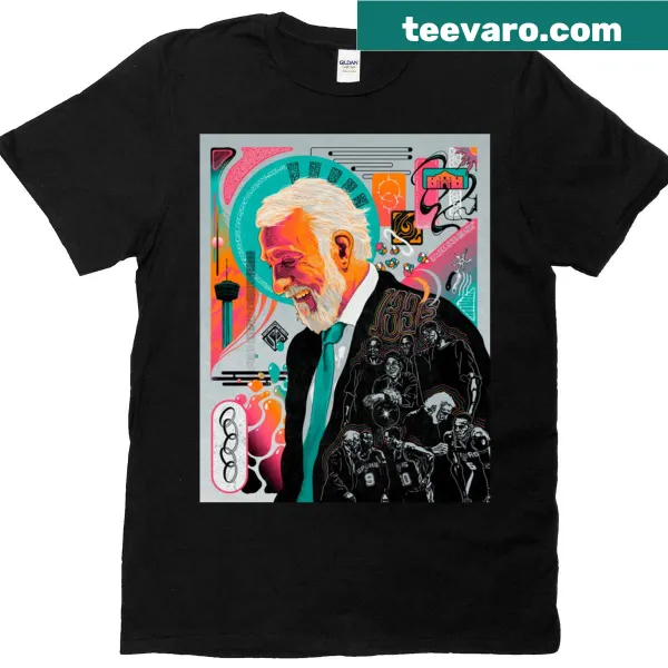 T-shirt featuring an illustration of Gregg Popovich, the famous basketball coach.