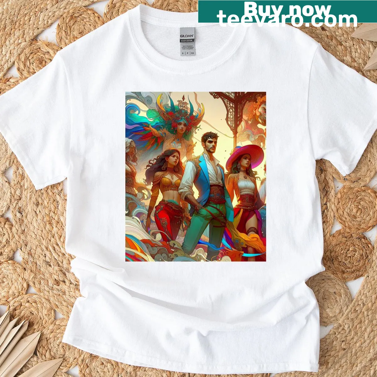 Enchanted T-shirt featuring guardians from the ethereal realm — on a men's t-shirt