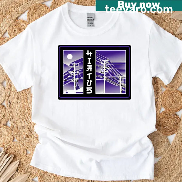 T-shirt featuring abstract design of powerlines