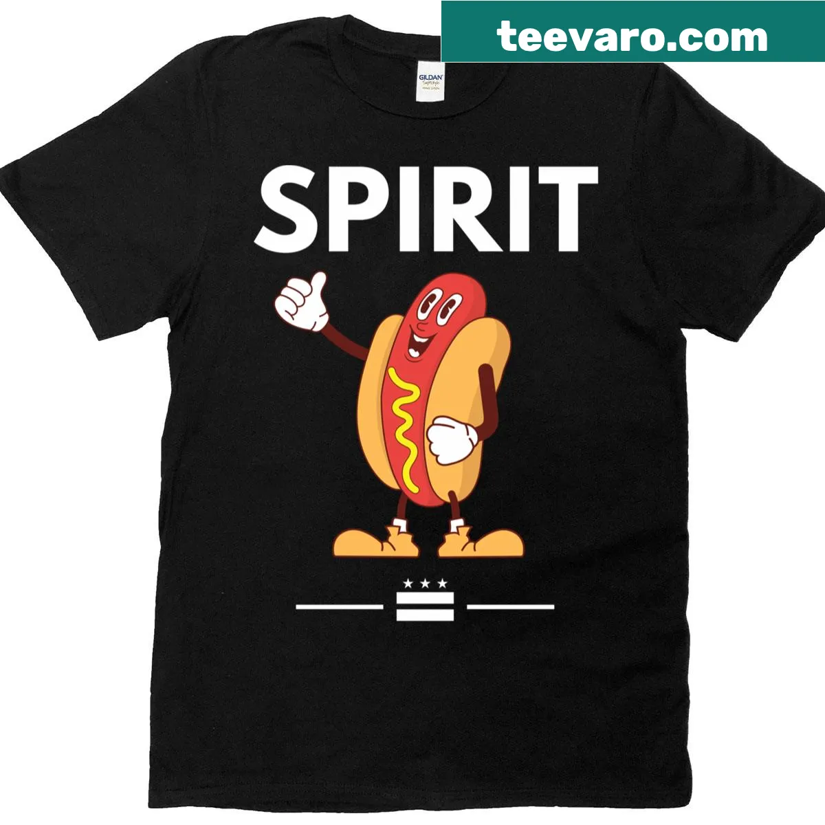 Playful graphic of a hotdog on a T-shirt — on a men's t-shirt
