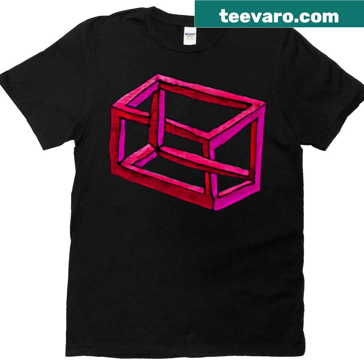 Abstract typography illusion design on oversized t-shirt — on a men's t-shirt