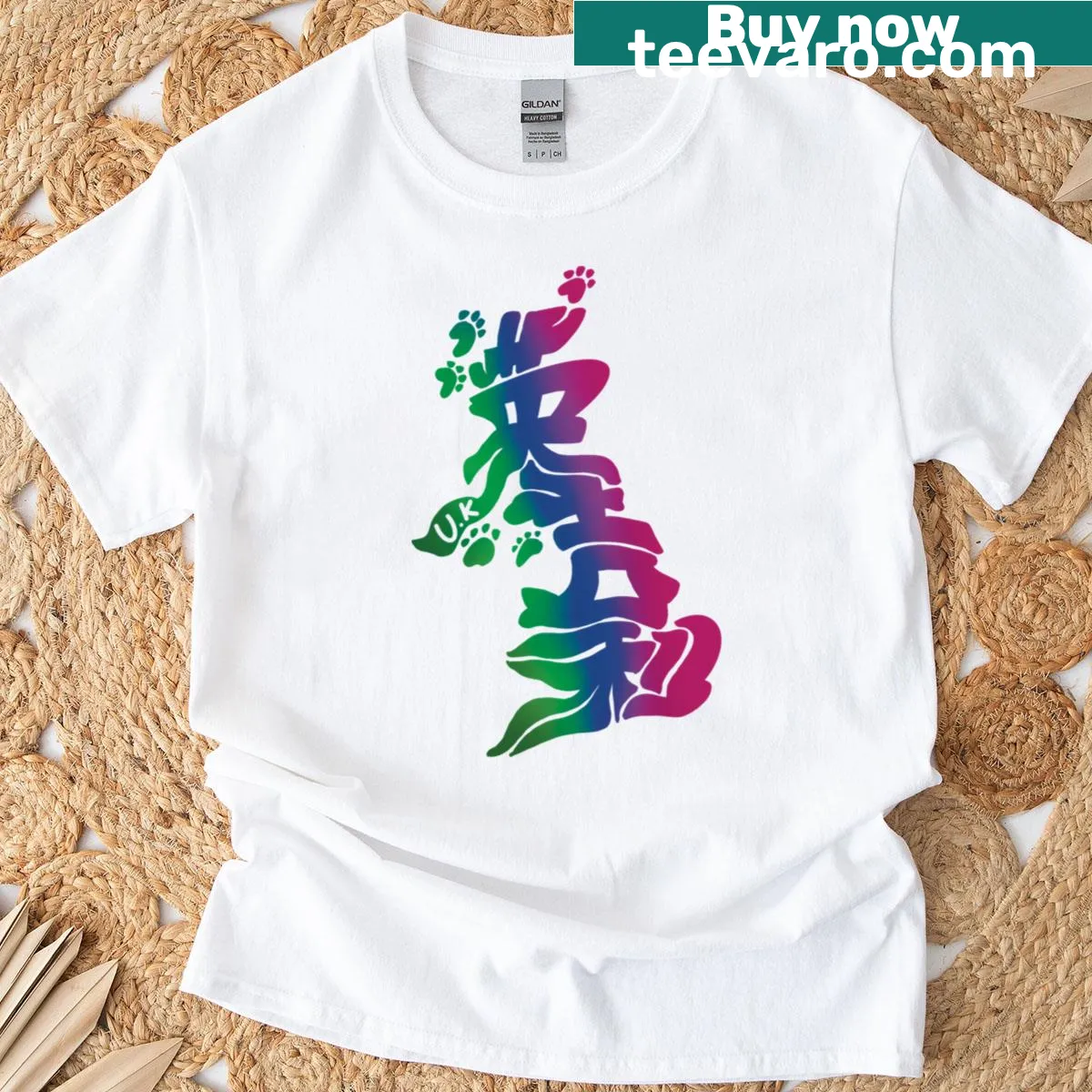 Japanese Kanji calligraphy design on a t-shirt — on a men's t-shirt