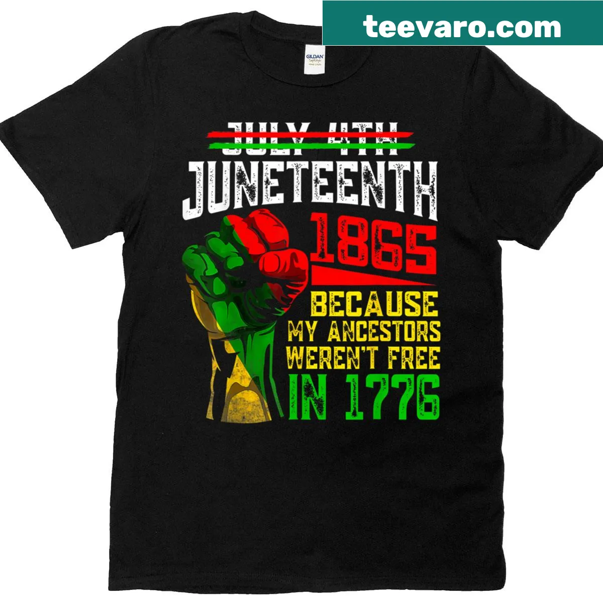 Juneteenth 1865 T-shirt honoring ancestors and freedom — on a men's t-shirt
