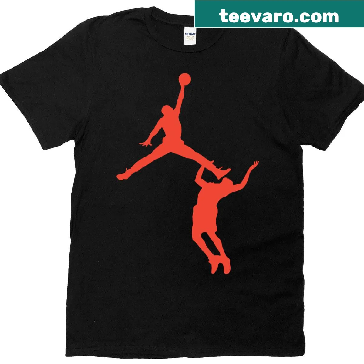 Oversized T-shirt with an alternative Jumpman logo design — on a men's t-shirt