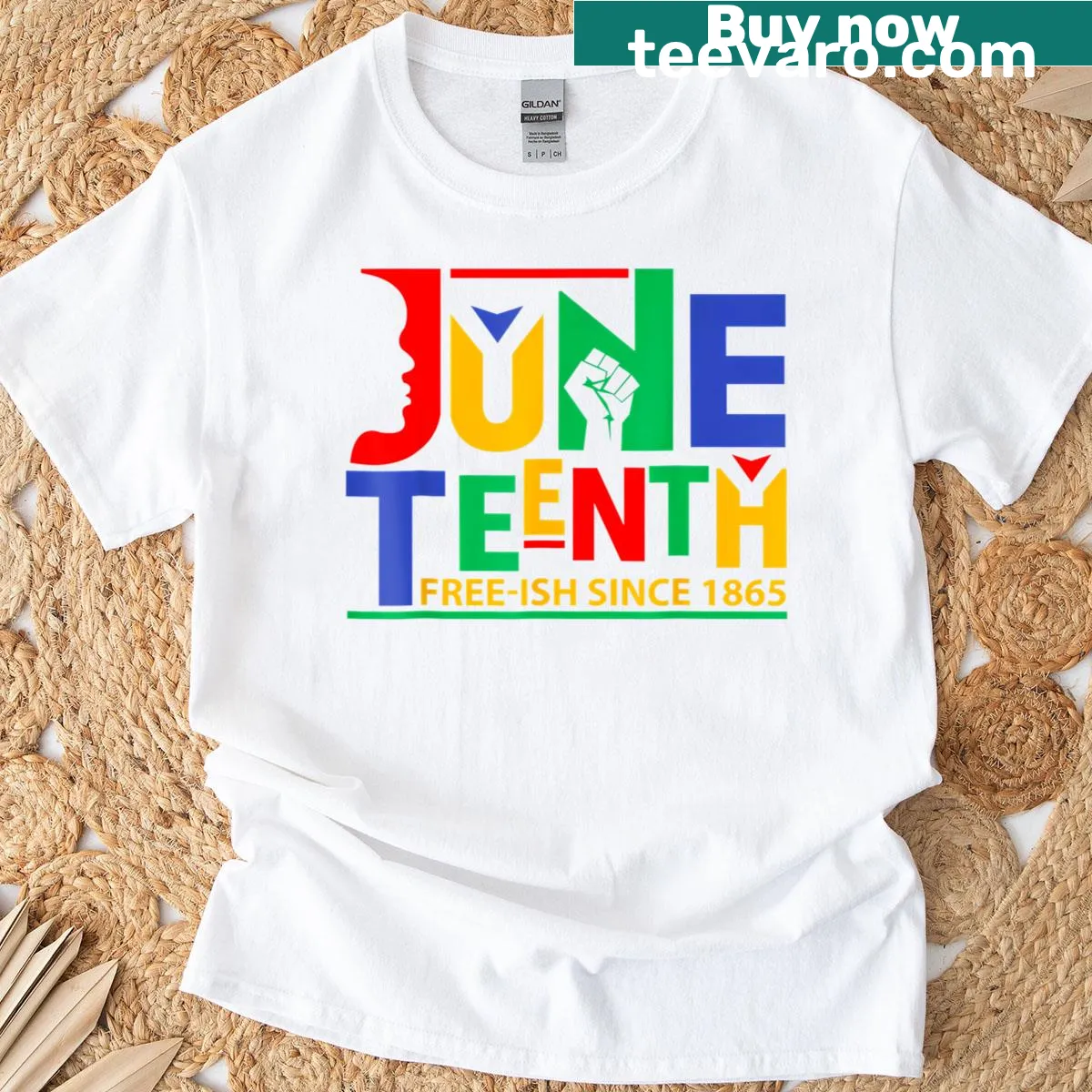 Retro T-shirt with 'Free Ish Since 1865' design — on a men's t-shirt