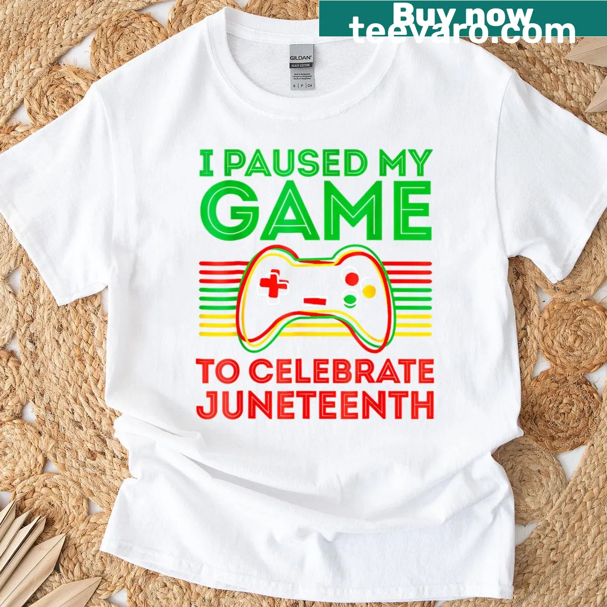 Fun gamer T-shirt for Juneteenth celebration with gaming reference — on a men's t-shirt