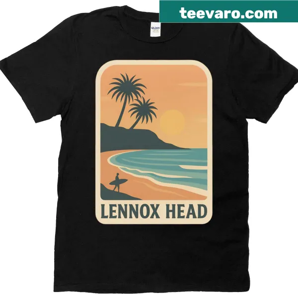 Illustrated Lennox Head Australia t-shirt capturing coastal vibes