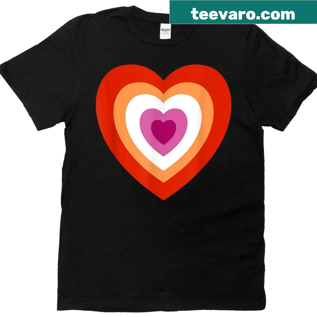 Colorful LGBTQ hearts design T-shirt for pride — on a men's t-shirt