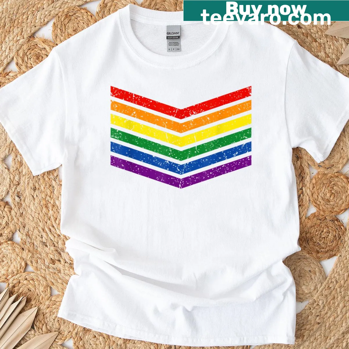 Rainbow flag design on an LGBTQ Pride T-shirt — on a men's t-shirt
