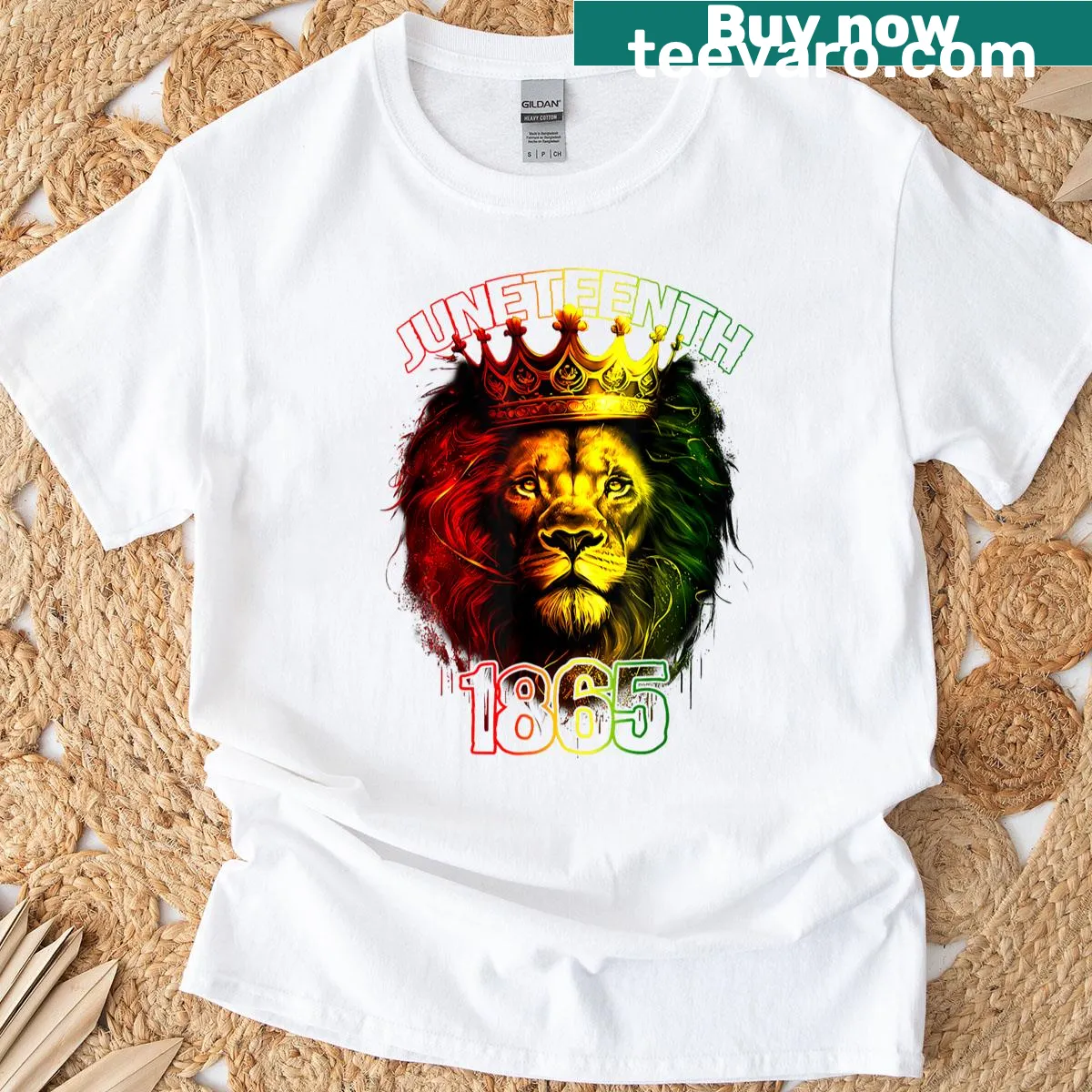 Illustration of a lion with 'Black King' text for Juneteenth — on a men's t-shirt