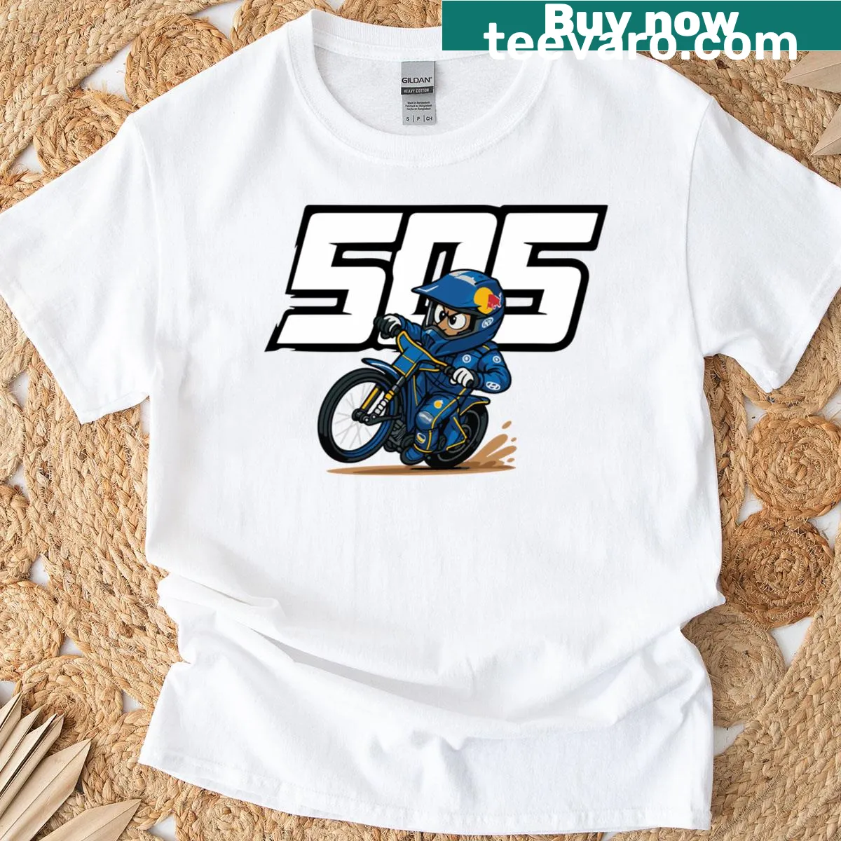 Little Champ Racer 505 text design for racing enthusiasts — on a men's t-shirt