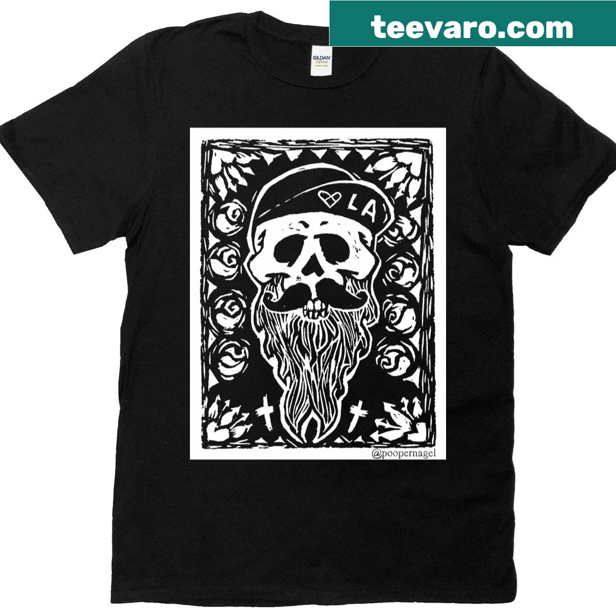 Edgy Long Skull Self Portrait t-shirt featuring a bold graphic — on a men's t-shirt