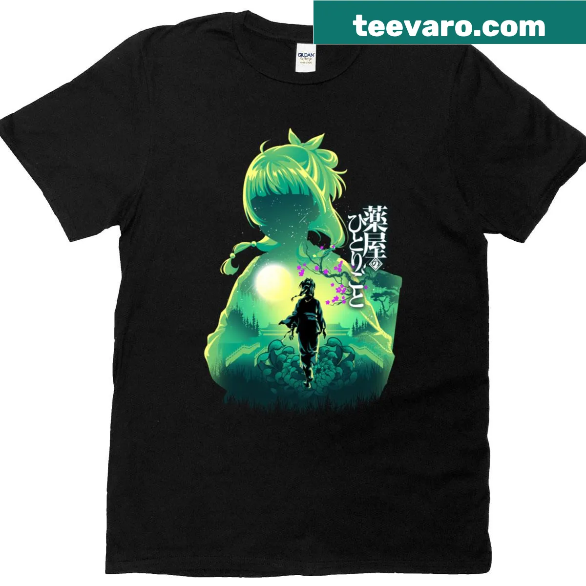 Illustrated T-shirt featuring an apothecary theme with herbs — on a men's t-shirt