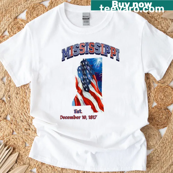 Mississippi American Flag T-shirt featuring state flag design