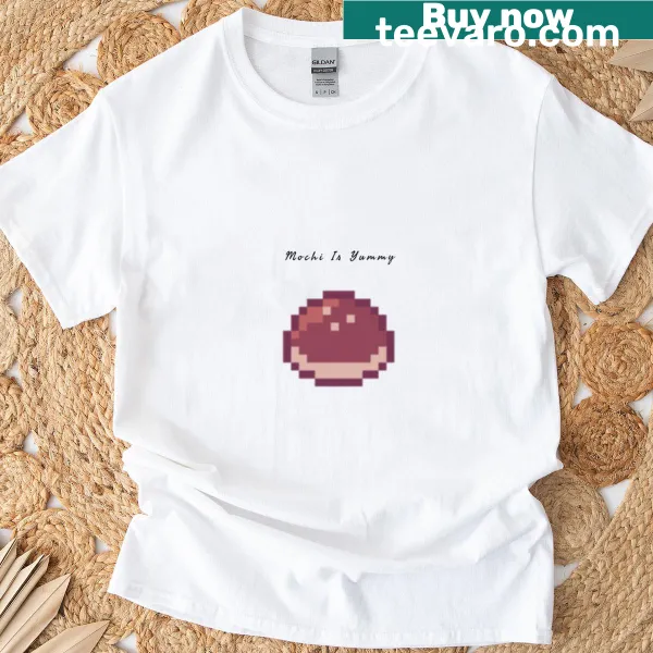 Cartoon graphic of cute mochi on a T-shirt