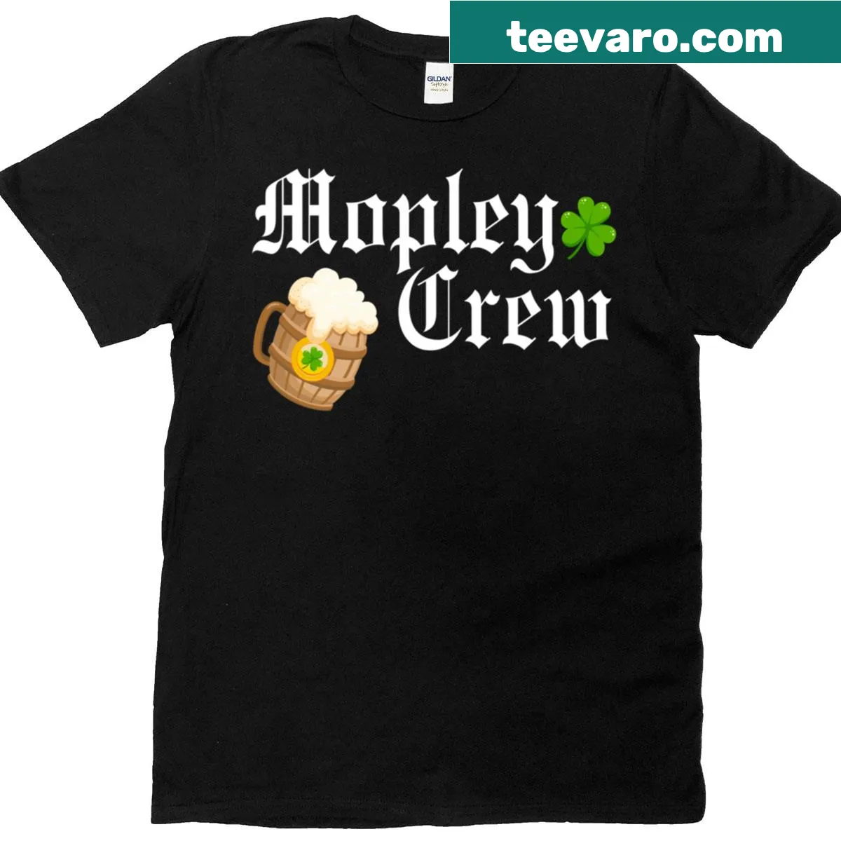 Minimalist Mopley Crew T-shirt with clean typography design — on a men's t-shirt