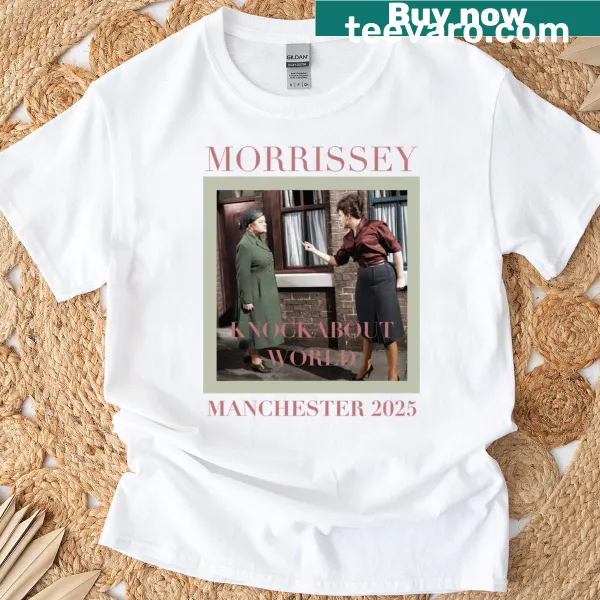 Tribute Morrissey t-shirt featuring bold typography celebrating Manchester.