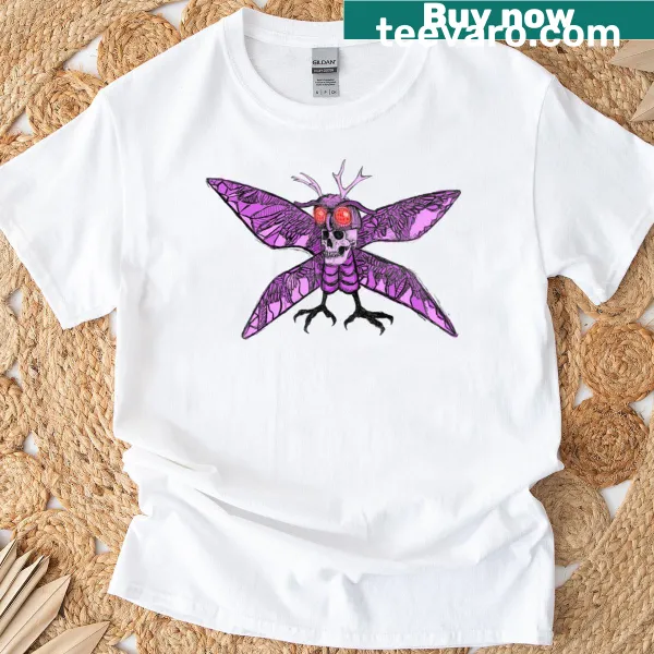 Cartoon Mothman t-shirt depicting a whimsical representation of the creature