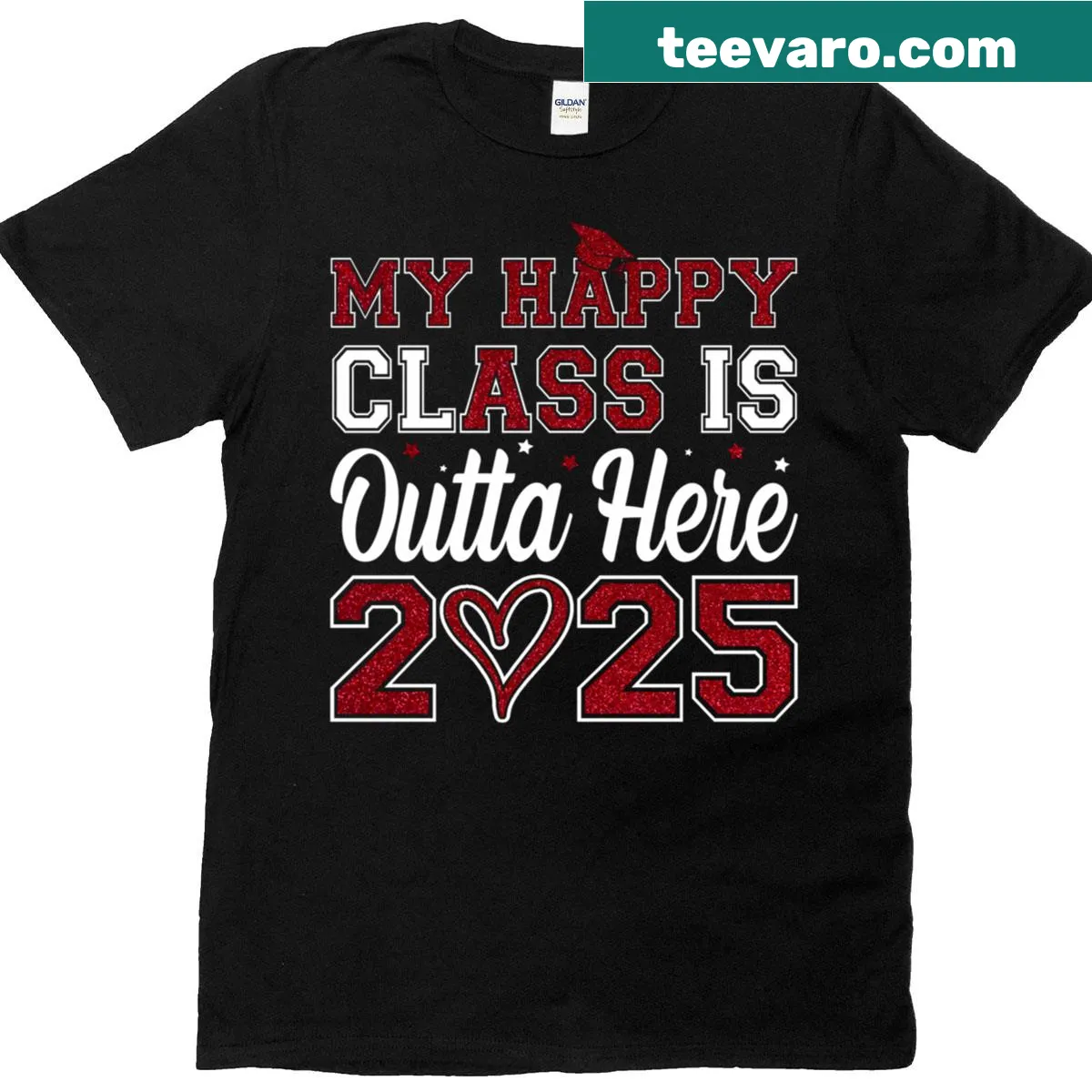 Graduation T-shirt for Class of 2025 with cheerful design — on a men's t-shirt