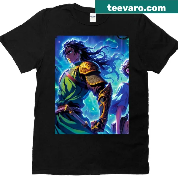 Graphic T-shirt featuring mystical guardians and fantasy themes