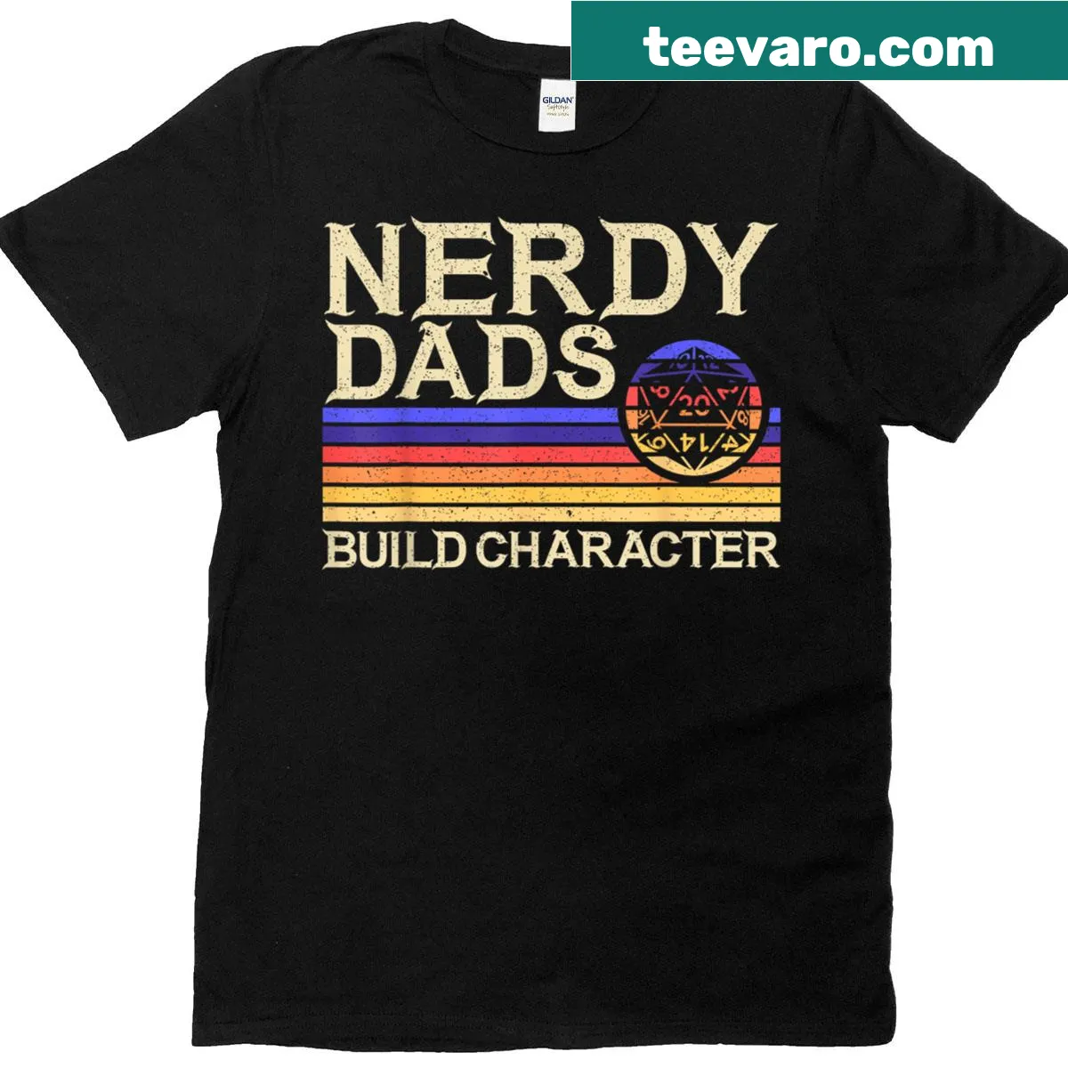Funny RPG Gamer t-shirt with D20 graphic — on a men's t-shirt