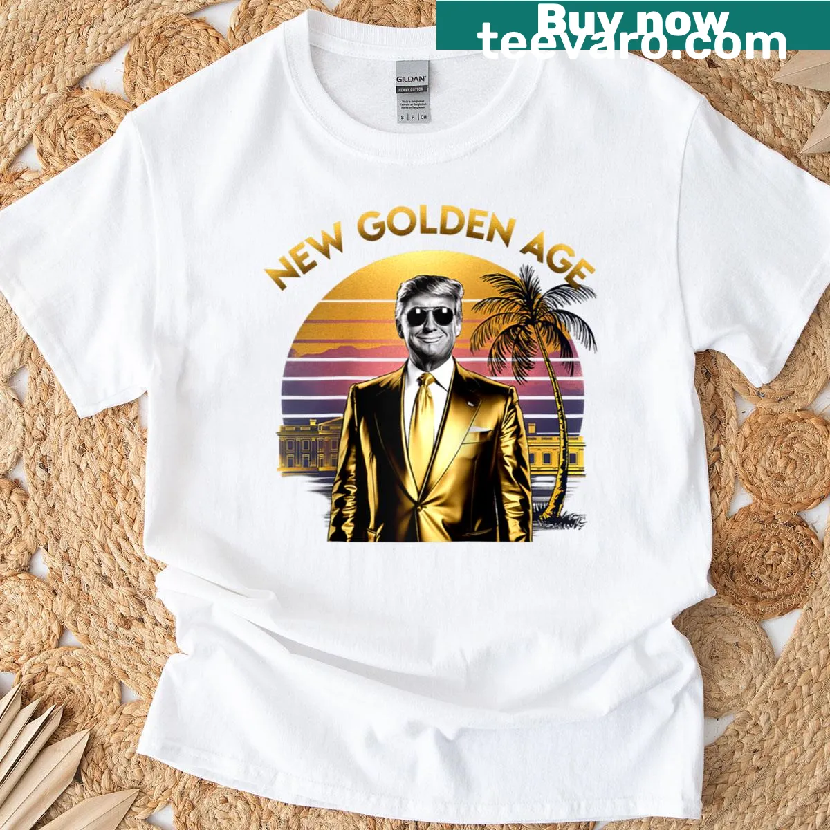 Raglan baseball tee featuring 'Golden Age Of America' slogan — on a men's t-shirt
