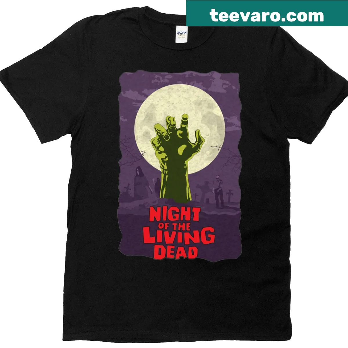 Iconic imagery from Night Of The Living Dead on this t-shirt — on a men's t-shirt