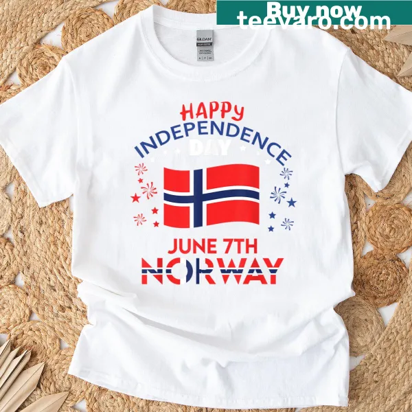 Norwegian flag graphic for 120th Independence Day on a t-shirt.