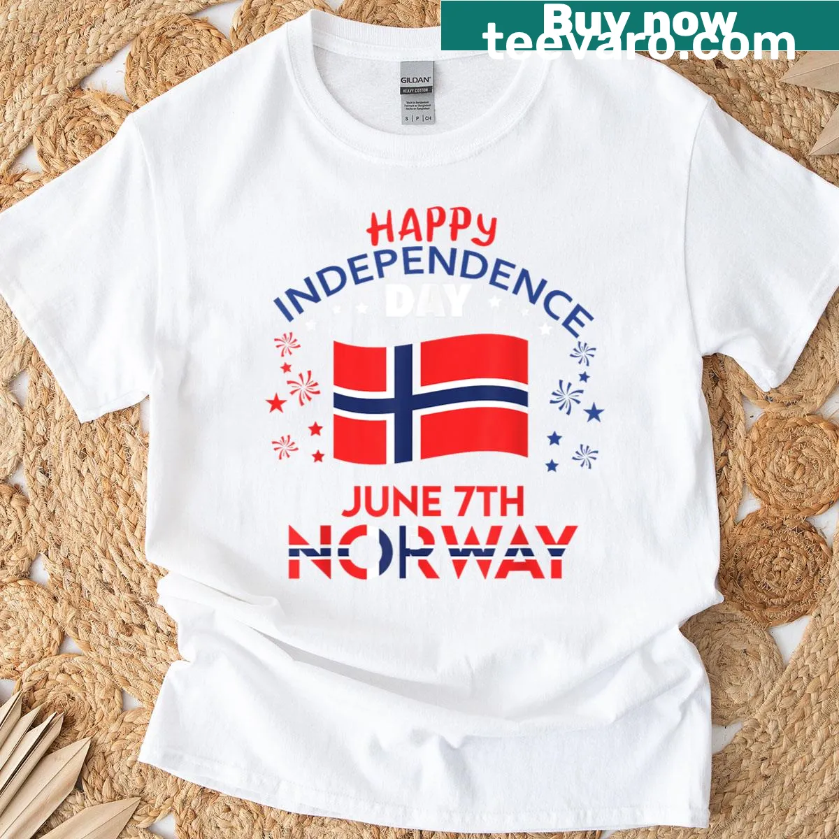 Norwegian flag graphic for 120th Independence Day on a t-shirt. — on a men's t-shirt