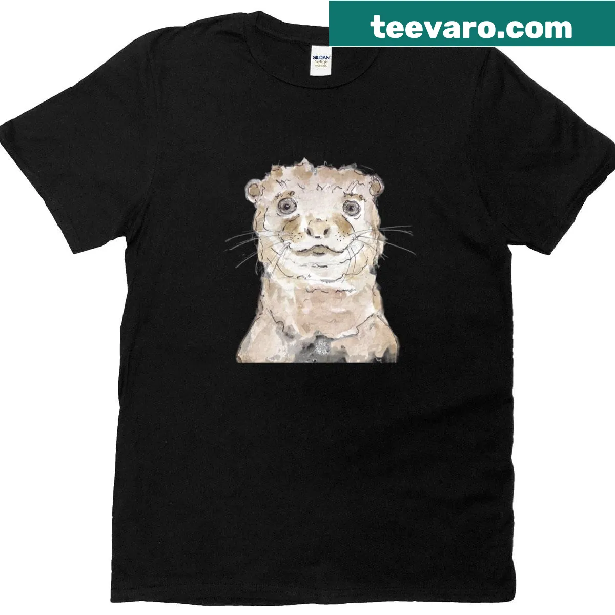 Cartoon otter graphic T-shirt with playful design — on a men's t-shirt