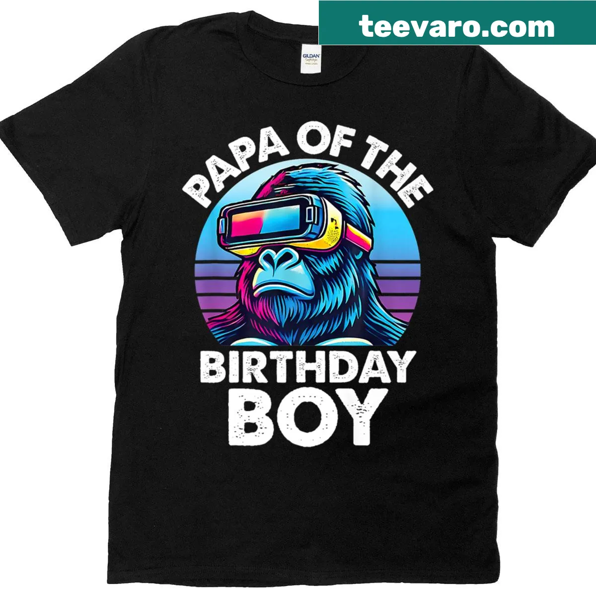 Monkey themed design for dads celebrating their child's birthday. — on a men's t-shirt