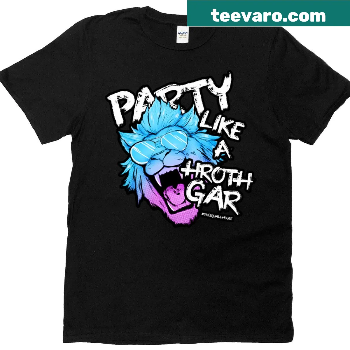 Party Like A Hrothgar t-shirt with gaming-inspired illustration — on a men's t-shirt