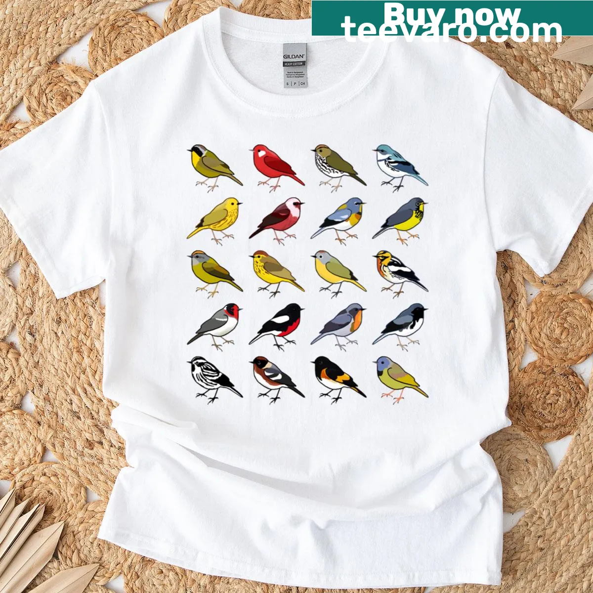 Illustration of Parulidae family on a t-shirt — on a men's t-shirt