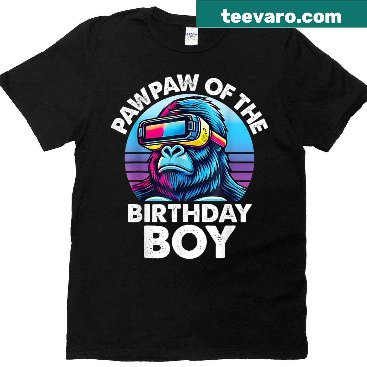 Cute monkey graphic T-shirt for Pawpaw of birthday boy — on a men's t-shirt