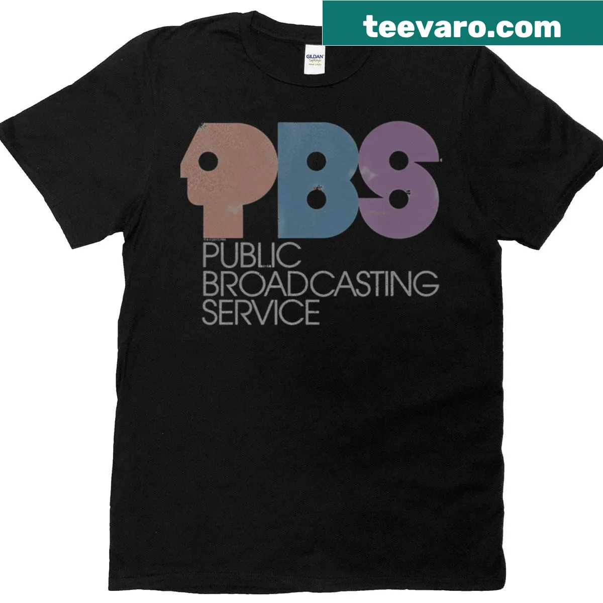 Vintage PBS logo graphic T-shirt — on a men's t-shirt