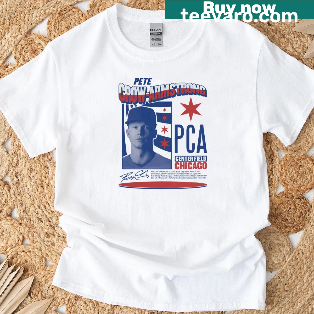Tribute T-shirt featuring Pete Crow Armstrong — on a men's t-shirt