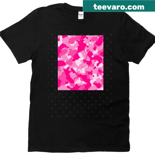 Oversized T-shirt with a playful pink camouflage pattern
