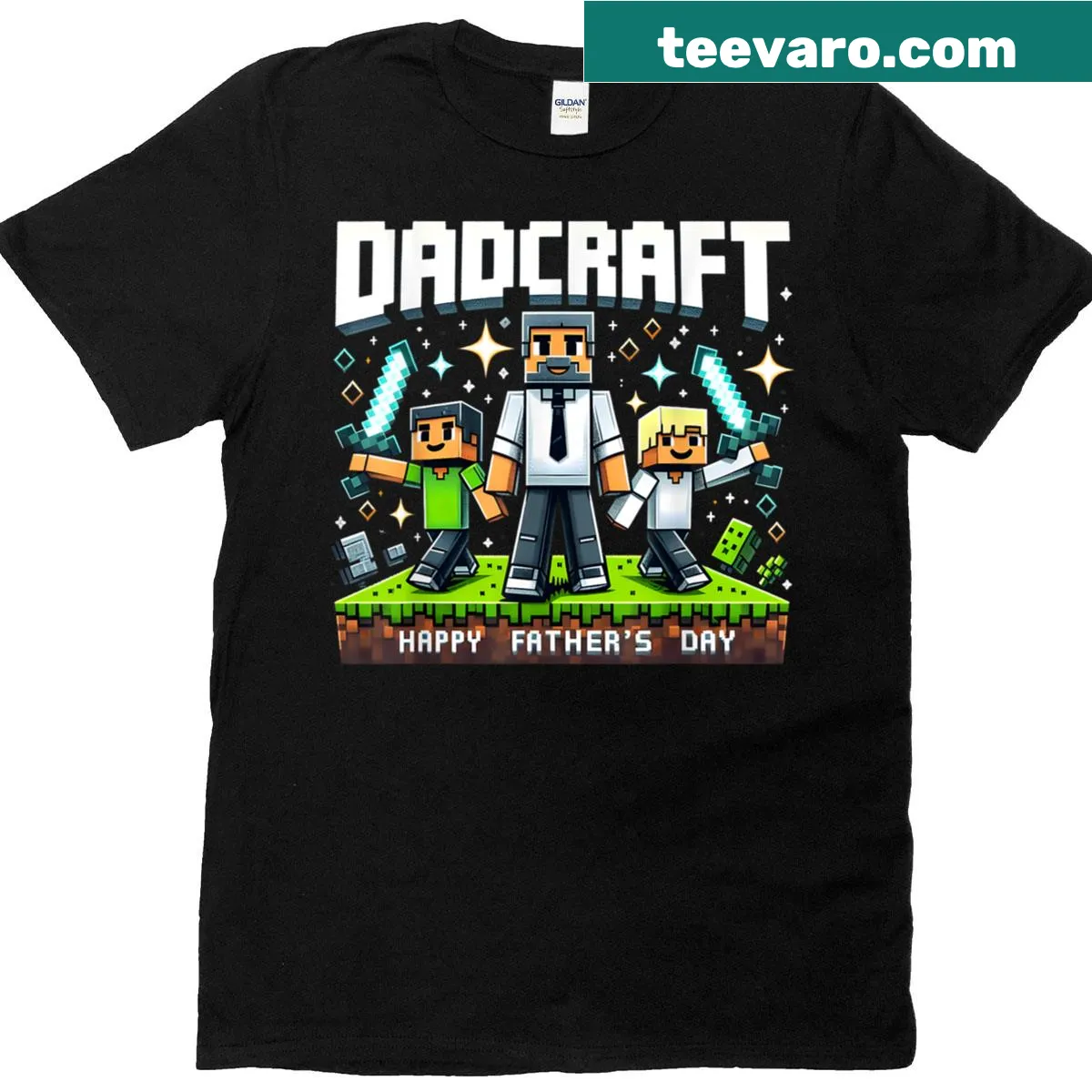 Pixelated gaming design T-shirt for dads — on a men's t-shirt