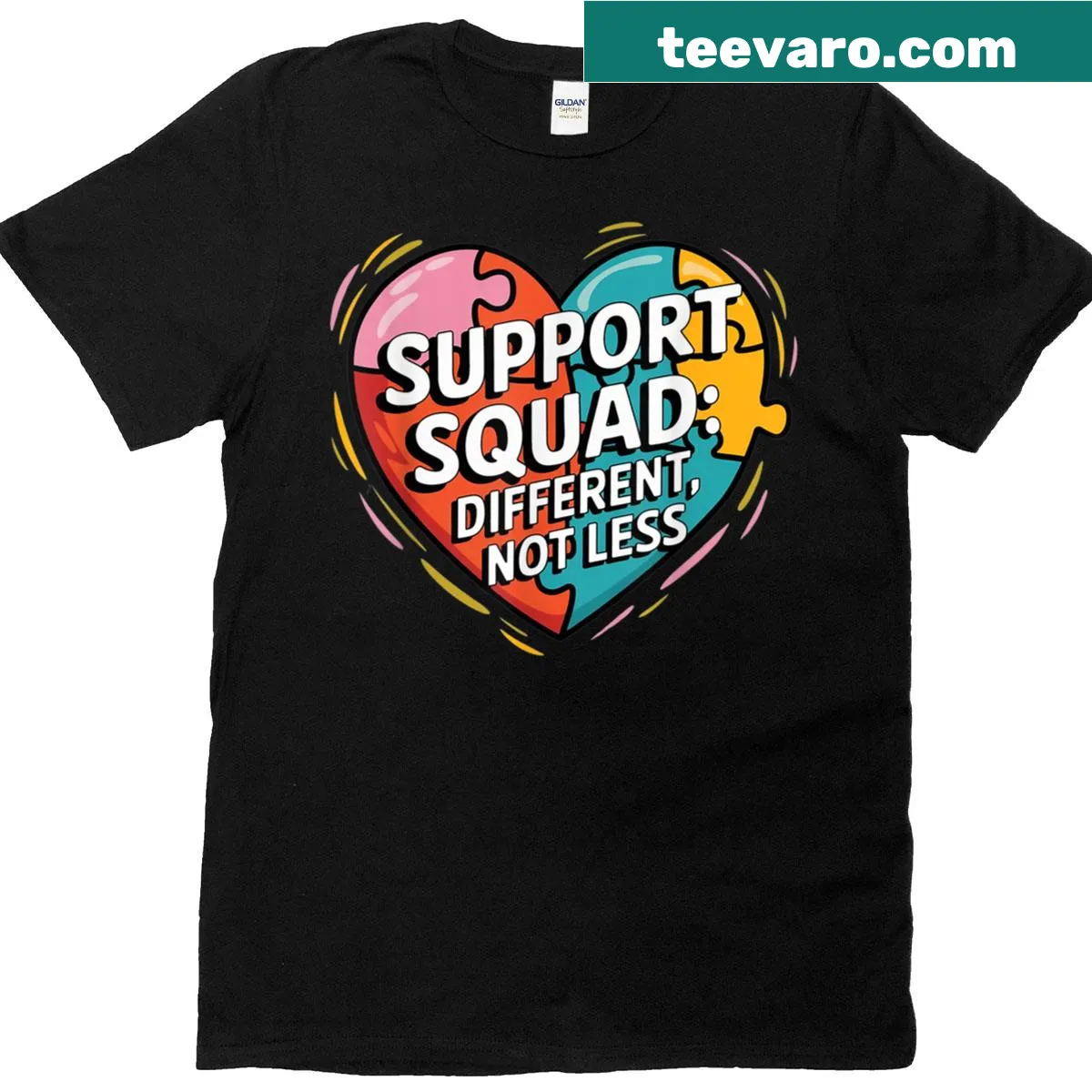 Puzzle heart design supporting LGBTQ+ on a T-shirt — on a men's t-shirt