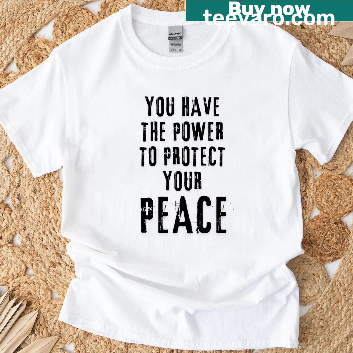 T-shirt featuring the empowering quote 'Protect Your Peace' — on a men's t-shirt